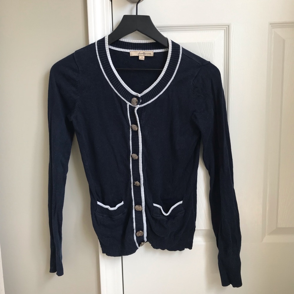 🔴 SOLD Preppy Navy Cardigan with Silver Accents